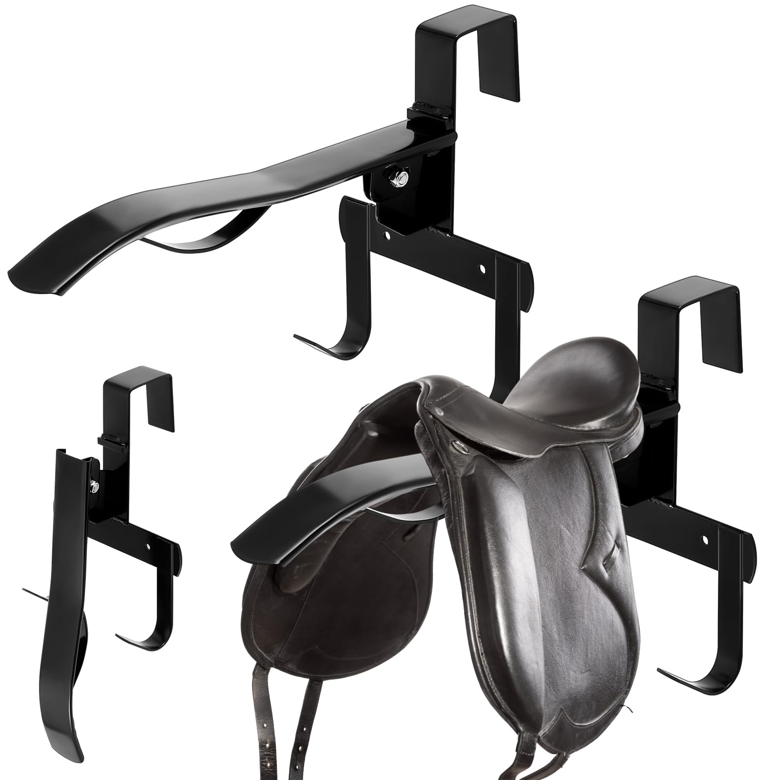 Photo 1 of Shinylin 2 Pcs Folding Portable Saddle Rack, Hangs on StallWalls or Doors, Removable Horse Saddle Rack Stand