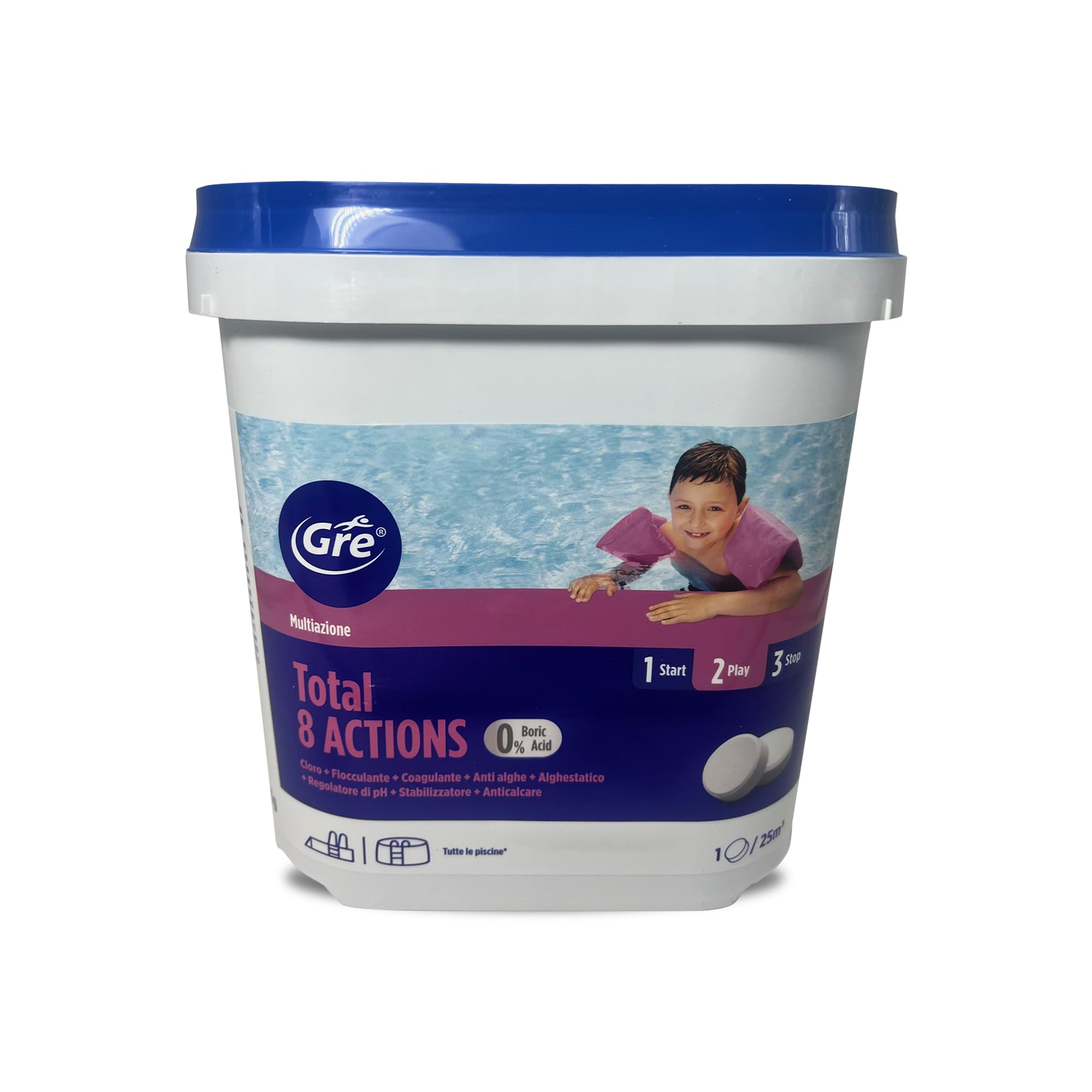 Gre 76061NB - Trattamento 8 Azioni, Zero Borico, Pastiglie da 250gr - 5kg