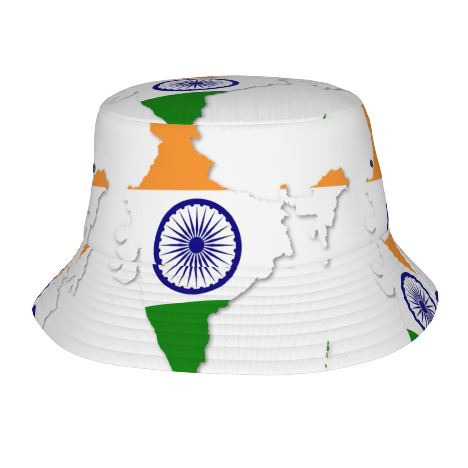 Uvbdf Unisex Black Flag Map Of India Printed Fisherman Caps For Women Men, Fashion Bucket Hat For Hiking Travel, For Family Friends