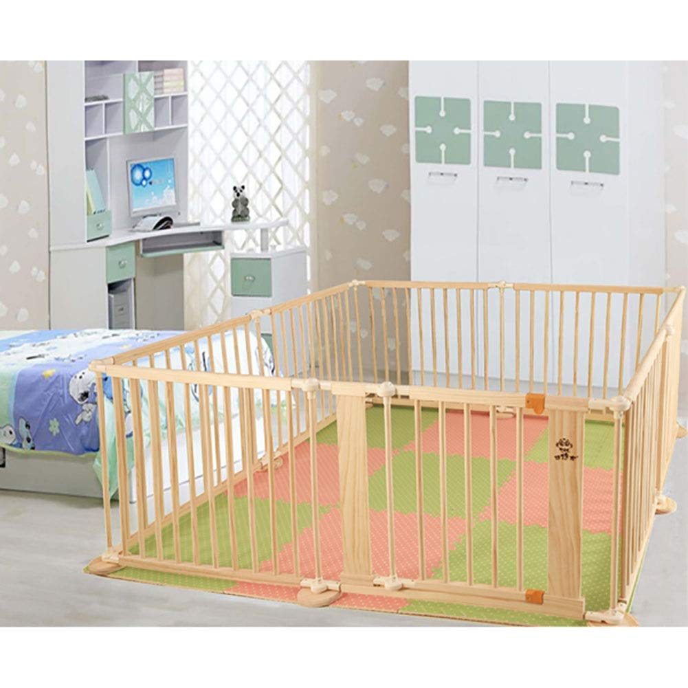 Recinto Pieghevole in Legno per Bambini Piccoli, recinto per Gemelli - Portatile con cancelletto di Sicurezza e basi robuste, Alto 71 cm/28 (90×180×71 cm)