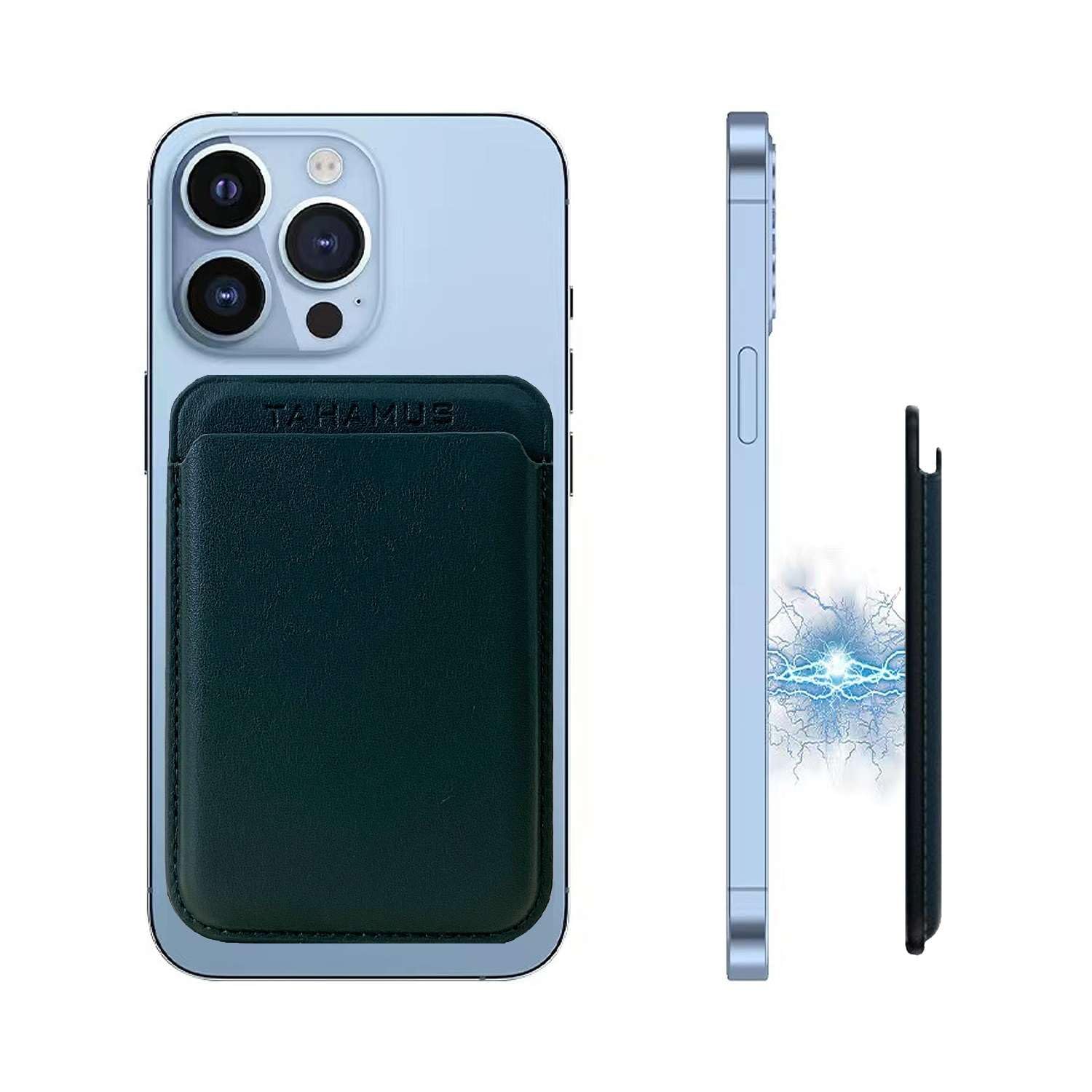 Tahamus Magnetic Card Wallet Holder with MagSafe for iPhone 14 Series/iPhone 13 Series and iPhone 12 Series, (Sequoia Green), Sequoia Green