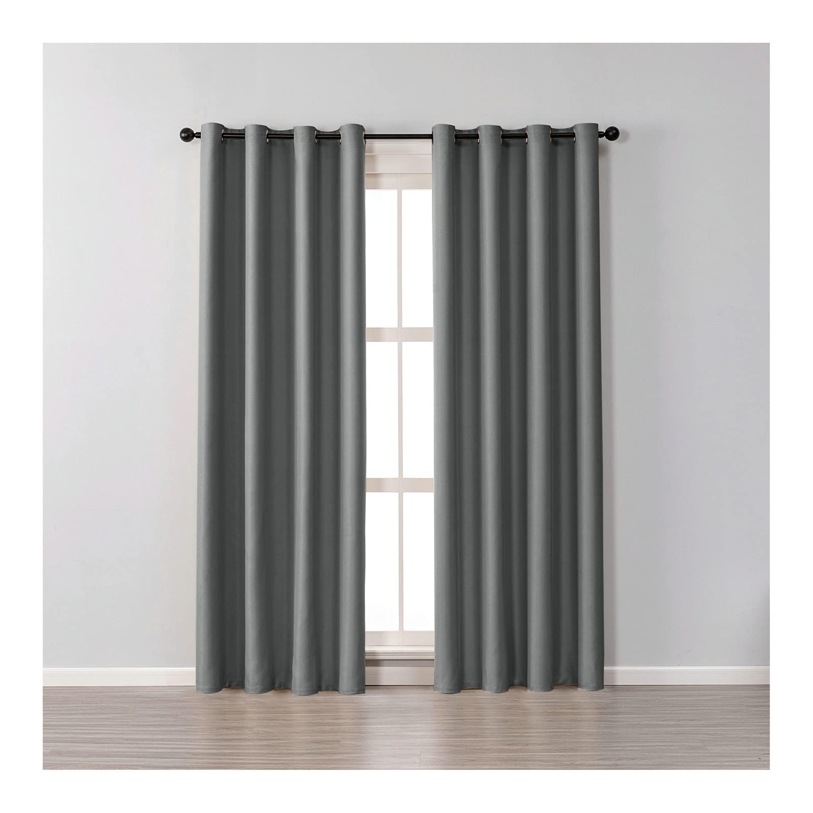 ANAZOZ Curtain Blackout Thermal Dark Gray,2 x 42W x 52L Curtains for Bedroom Windows 2 Panels Solid Color Curtain Living Room Cotton Window Drapes Grommet