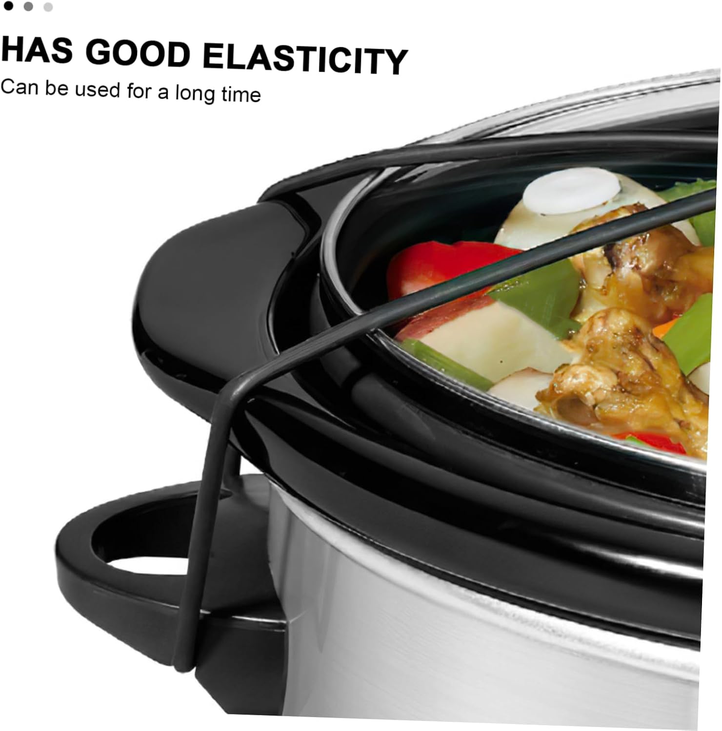 2pcs Black Slow Cooker Lid Lock Straps with Nbr Rubber Bands