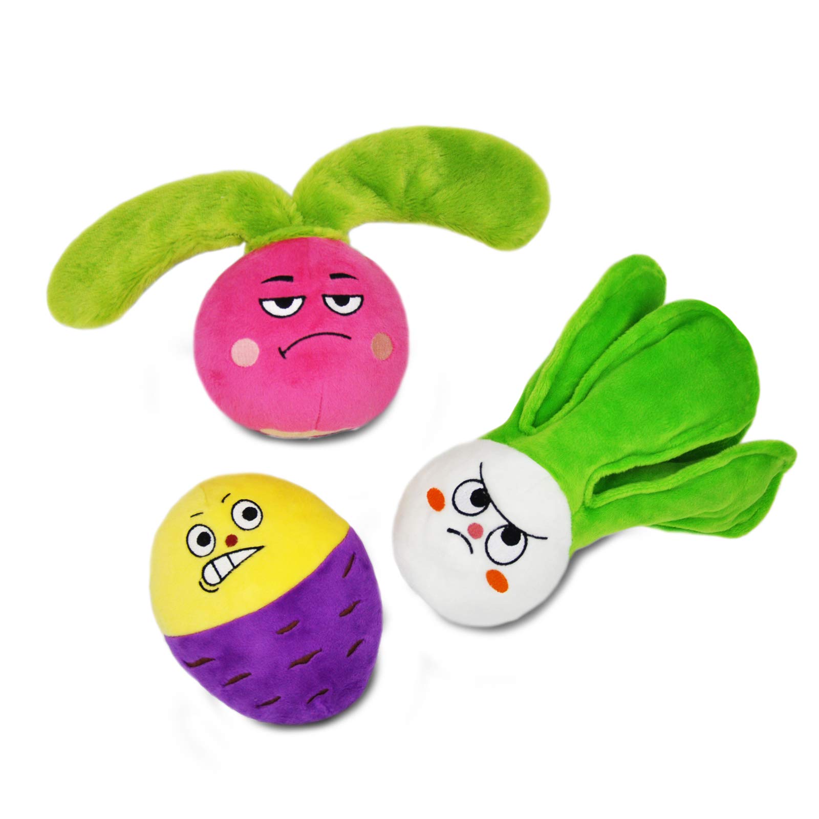 HugSmartPet – Feisty Veggie | Squeaky Nosework Training Snuffle Toy | Stuffed Plush Food Dispenser Toys for Dogs | 2 - in – 1 Interactive Fetch Toy for Small Medium Breeds ( 3 Pack )
