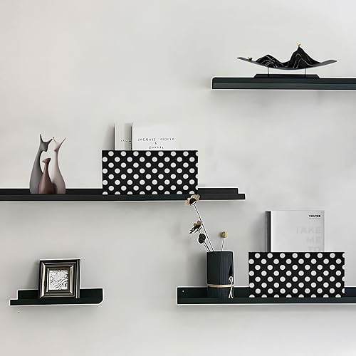 Miniatura 4 de linqin Cestas de almacenamiento plegables con lunares grandes, color negro y blanco, paquete de 2 unidades, organizador de tela de fieltro plegable,