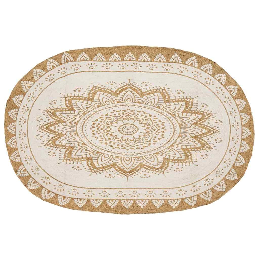 vidaXL Area Rugs Floral Beige with White Print 205 x 305 cm Jute, Elegant Indoor Rug, Modern Jute, Floral Pattern Mat, Eco-Friendly Flooring, Timeless Interior Decor, Chic Home Accessory — image 1