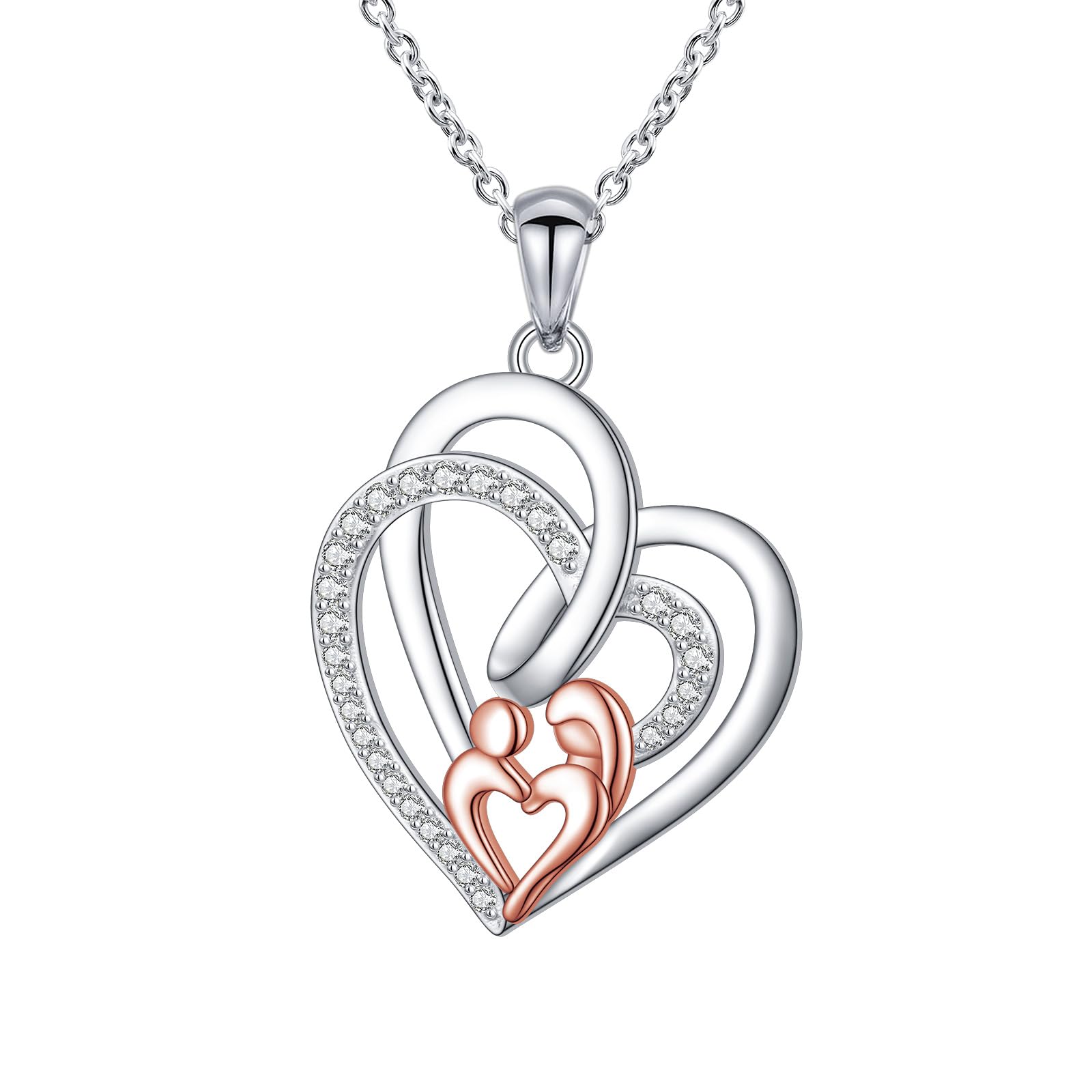 DAOCHONG 925 Sterling Silver Heart Necklace Pendant for Women Jewelry Anniversary Birthday Graduation Gifts for Her