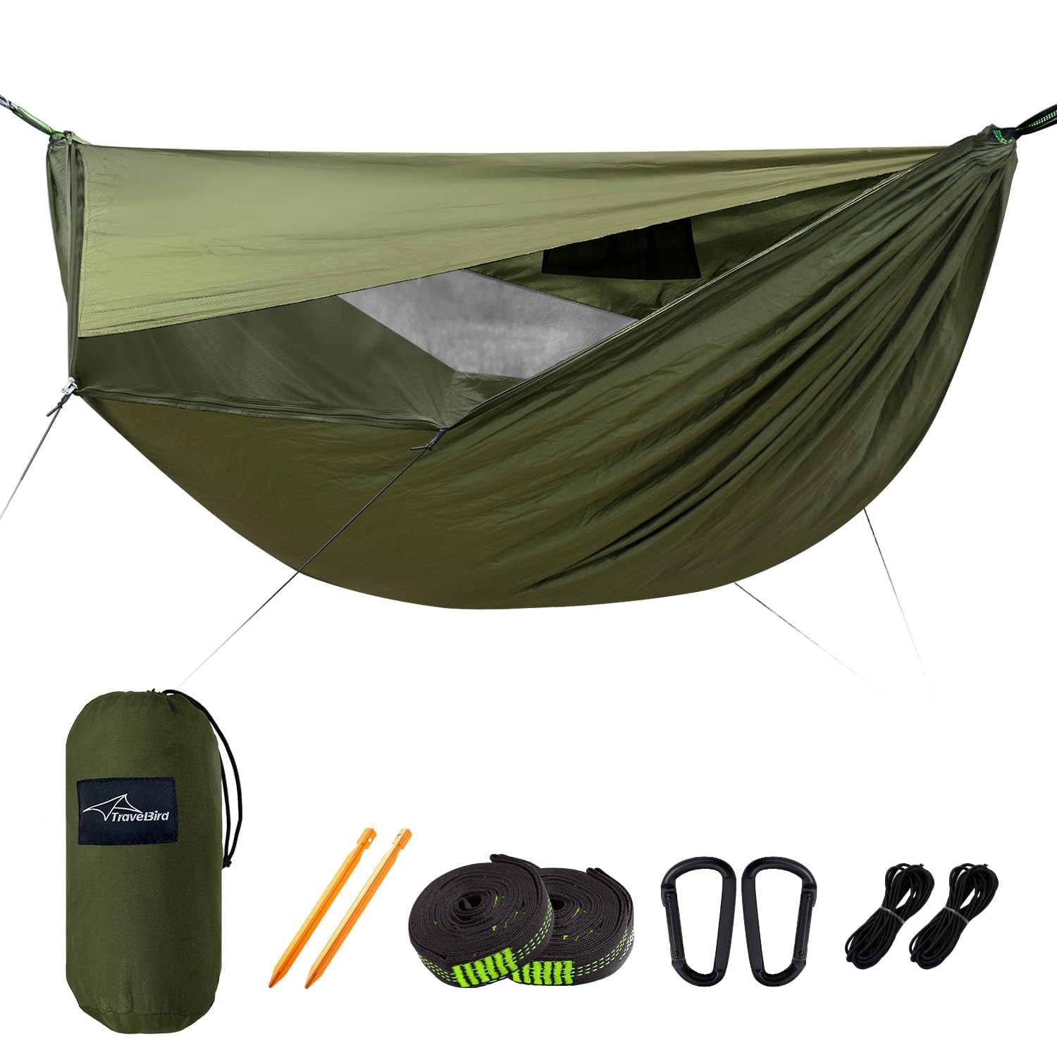 sonnenschutz hängematte Travel Bird mit Moskitonetz und Sonnenschutz, Outdoor Doppelhängematte mit Ridgeline, 290 x 140cm für 2 Personen, Ultraleichte Hängematte für Camping, Wandern und Reisen Garten Profile Design FC35 Trinksystem （シーズン）2022秋冬 Color:BLUWH462