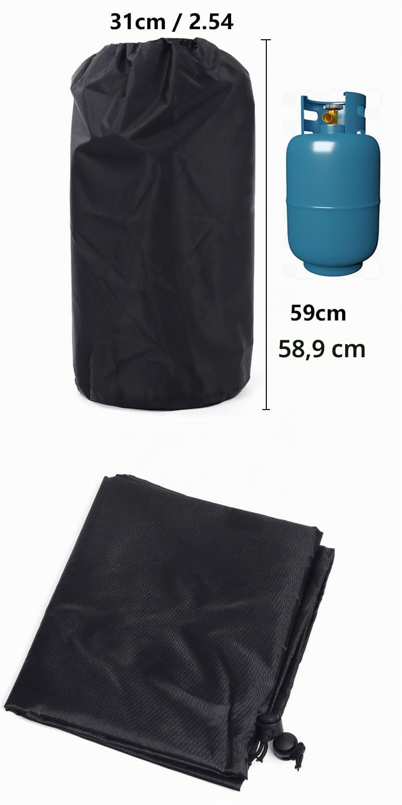 Copertura per bombola gas 31x59 cm tessuto Oxford 210D impermeabile UV