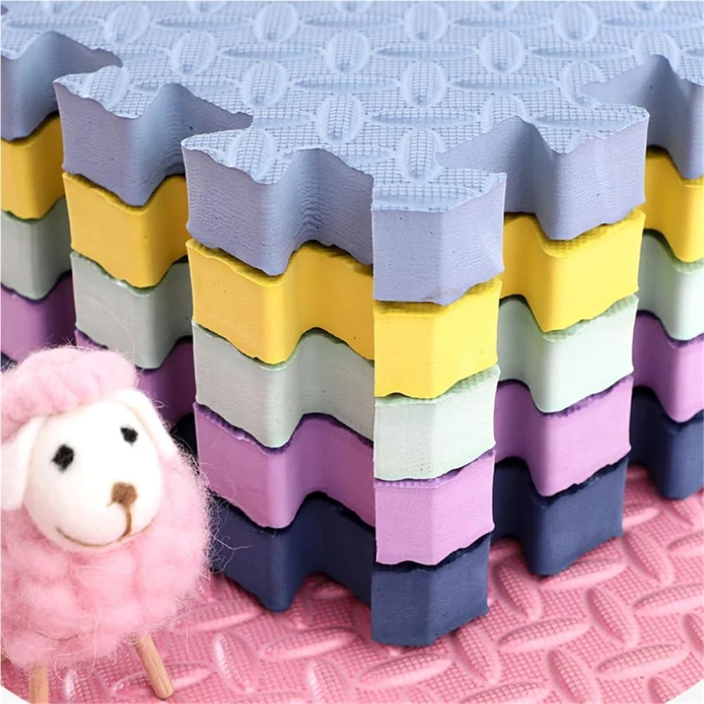 16 szt. różowa piankowa mata do zabawy, dywanik z puzzli do raczkowania(Yellow)