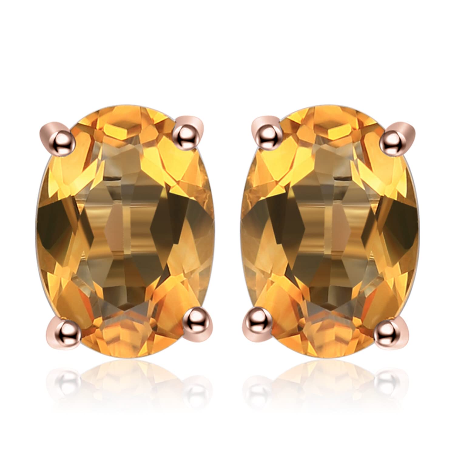 JewelryPalace Natural Garnet Peridot Amethyst Citrine Blue Topaz Birthstone Stud Earrings for Women, 14k Gold Plated 925 Sterling Silver Earrings for Women, Gemstones Jewelry Sets for Girls
