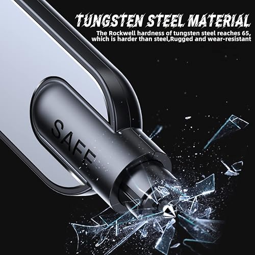 Miniatura 4 de Cortador de cinturón de seguridad para romper ventanas, herramienta de escape de emergencia con resorte para automóvil, llavero rompecristales para