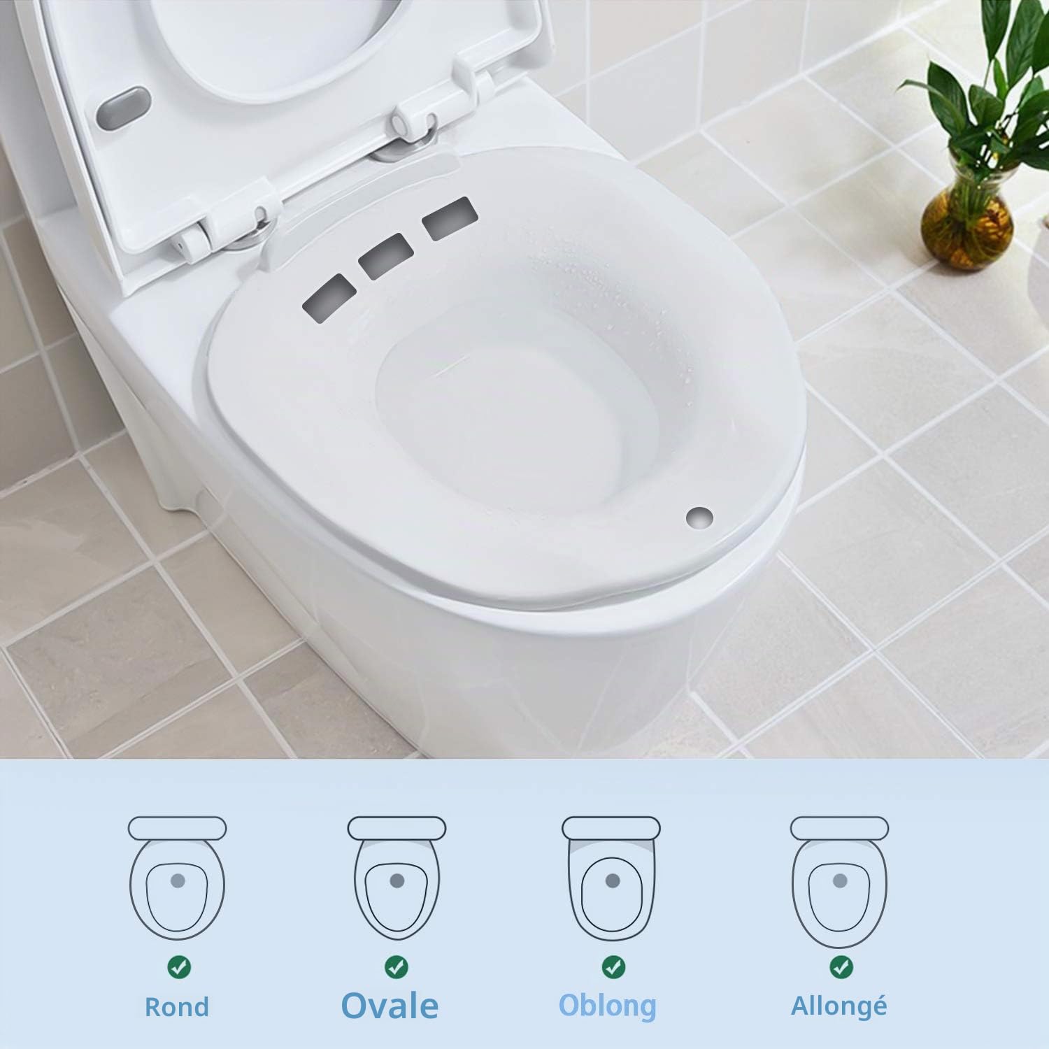 Bains de siège pour toilettes - Bassin de bain Sitz portable pour traitement des hémorroïdes, soins post-partum, femmes enceintes, périnéales, Soulagement de l'épisiotomie par trempage, et âgées