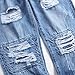 QOAAIE Men's Ripped Straight Leg Jeans Trendy Distressed Destroyed Washed Denim Pants Skinny Fashion Patchwork Trousers (Blue,40)