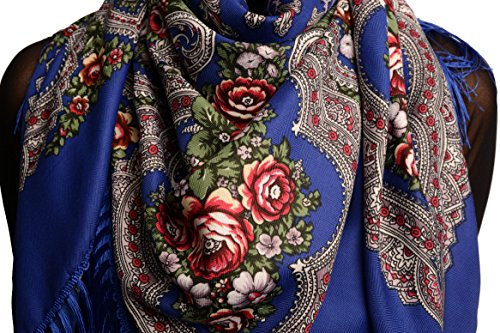 LissKiss Blue Plyaski Slavonic Russian Folk Style Shawl - Scarf4