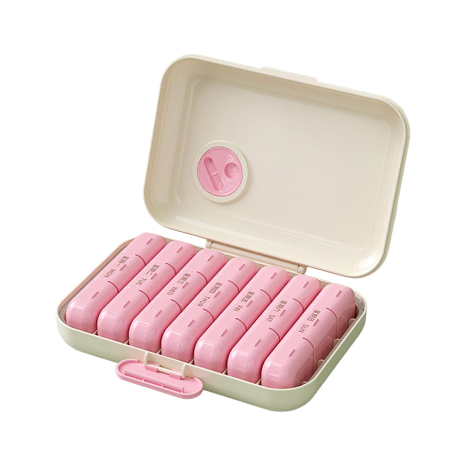Maxtonser 7 Day Portable Pills Dispenser Case Large Capacity Travel Organizers With Intelligent Compartments Safe ABS Pla