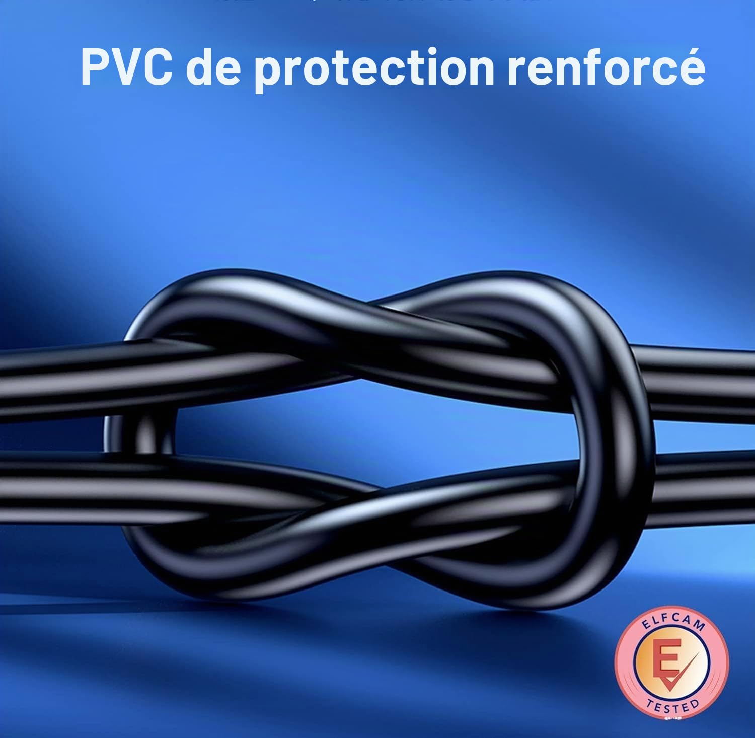Elfcam - 50m Cat7 Câble Ethernet Rond, Diamètre Extérieur de 4,8 mm, Bande Passante de 600 MHz, Blindage U/FTP, 28 AWG, Cuivre pur, Convient pour Internet, Les PC et Les Routeurs, Noir.