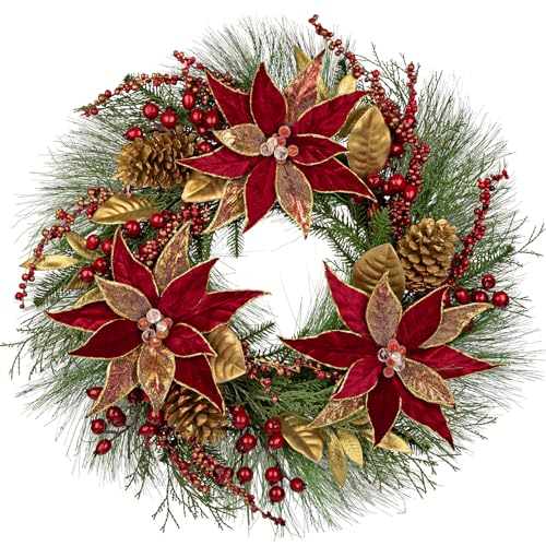 Arborus 60 cm Weihnachtskranz Haustür Rot Kranz Weihnachten...