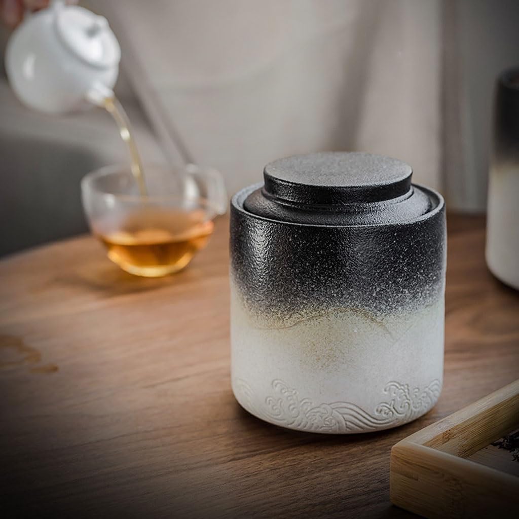 Speisekammer-Aufbewahrungsbehälter Teedose, große versiegelte Keramikdose, personalisierte Aufbewahrung zu Hause, Half A Catty, Retro-Kreativ Keramikbehälter für Tee, Kaffee, Mehl, Zucker, ( Color : A