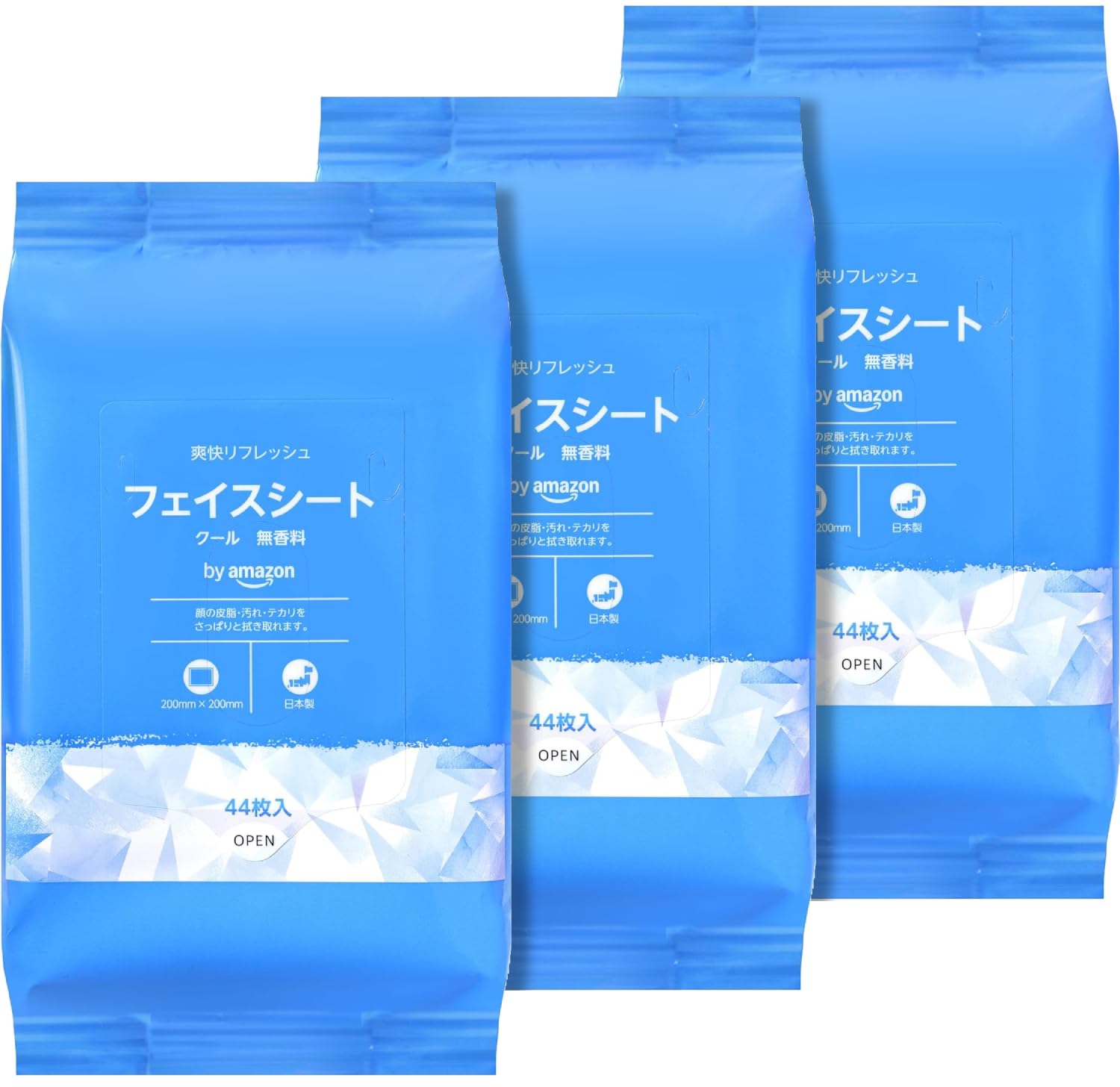 Amazon | by Amazon フェイスシート クール 無香料 44枚×3個 | by