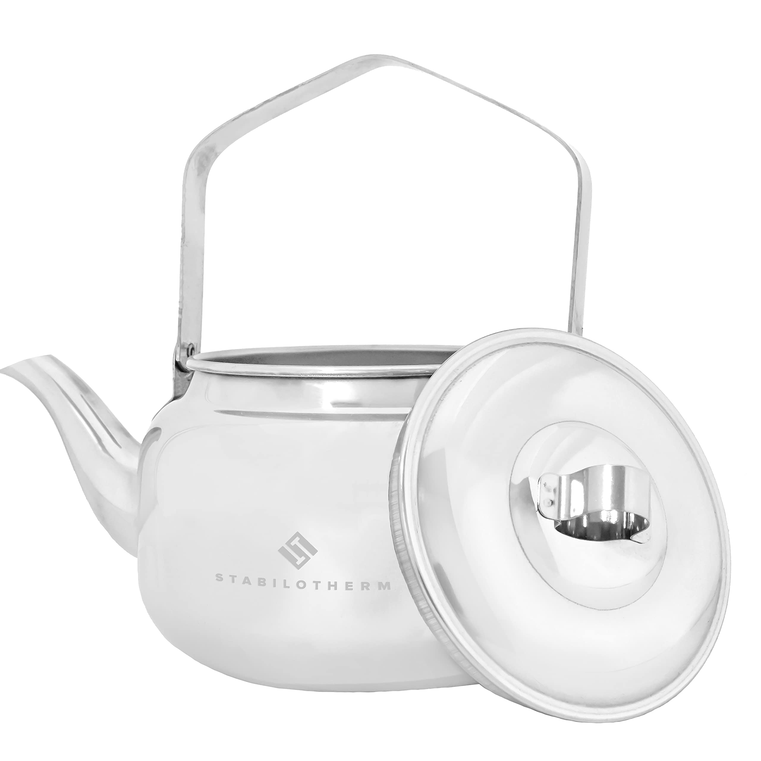 STABILOTHERM Edelstahl Outdoor-Kaffeekessel 1 Liter I ideal für Lagerfeuer & Grill – Teekessel Wasserkessel Teekanne Wasserkanne Kochgeschirr – ideal für Outdoor Camping Wandern Reisen Picknick