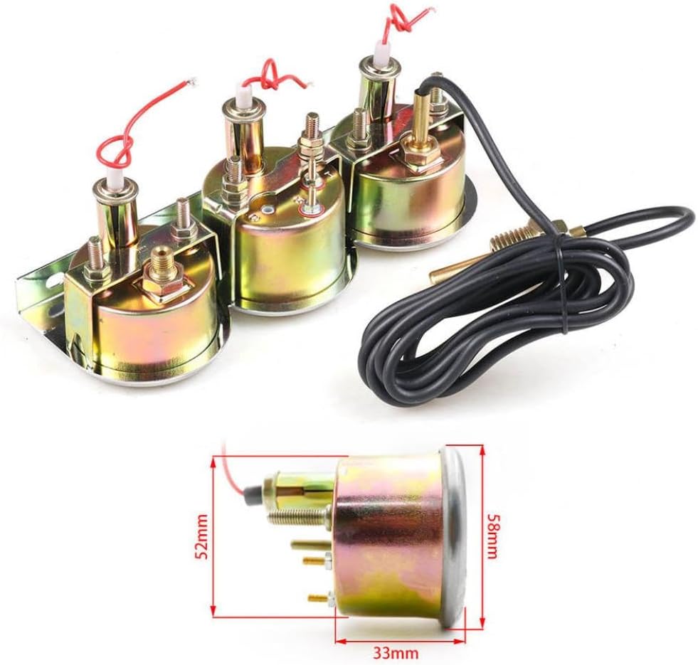 52mm Triple Gauge Set Compatible with Oil Pressure Voltage And Water Temperature With Mechanical Chrome Bezel Compatible With Universal Gauges