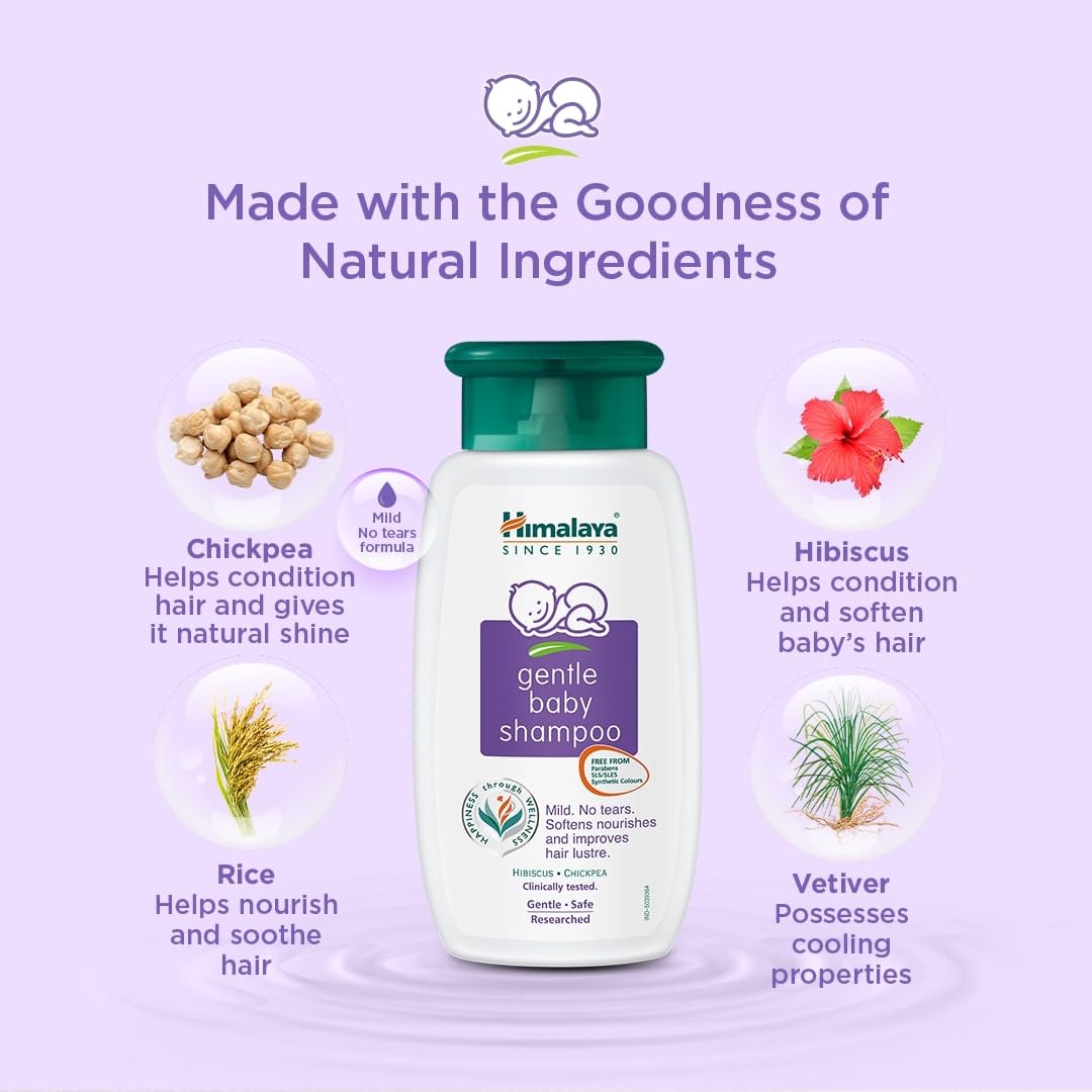 Himalaya Gentle Baby Shampoo 600ml | No Tears formula | Cleanses, softens and nourishes baby's hair (Pack of 2) - Image 7 thumbnail