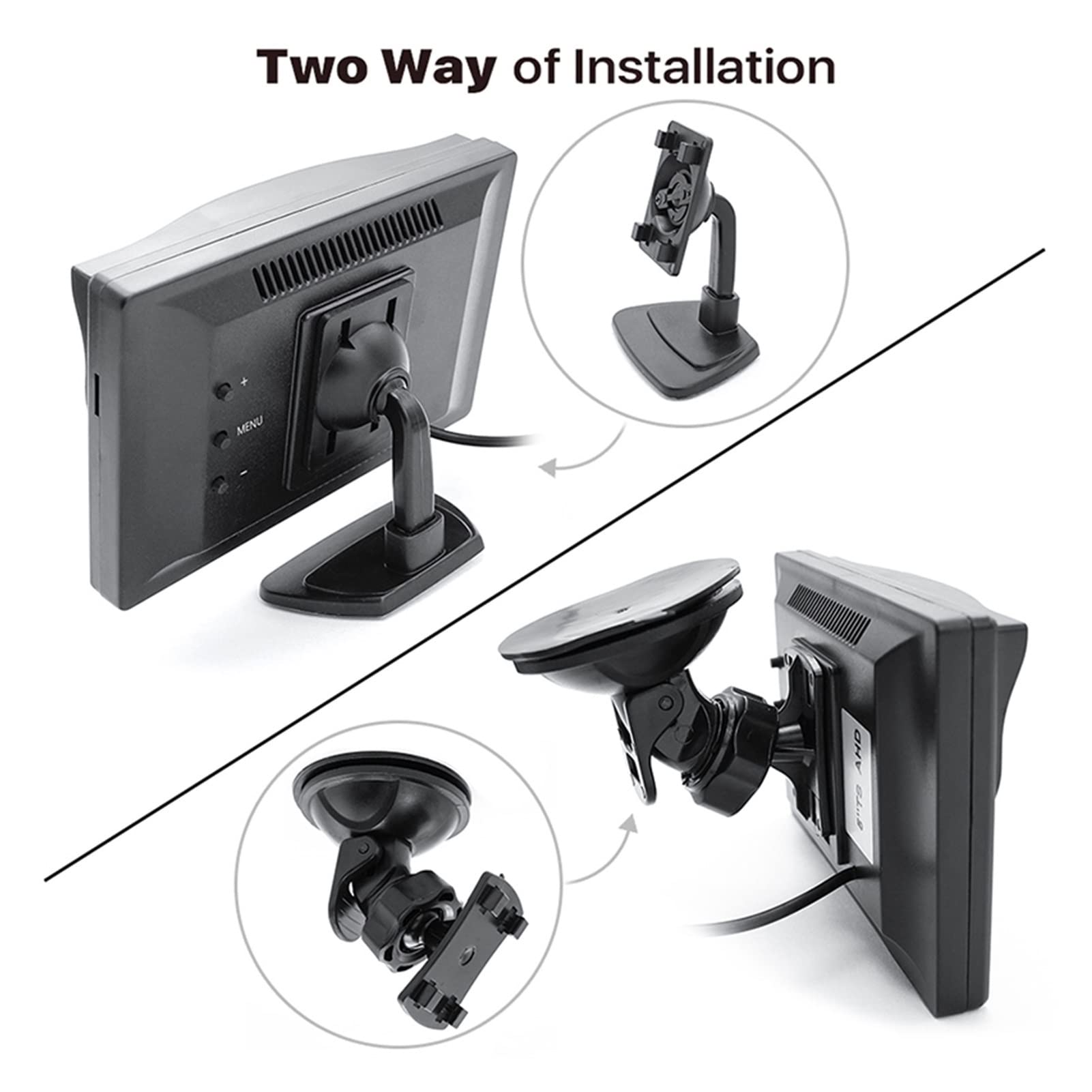 GPS pour Voiture, HD AHD 1920 * 1080p 5 Moniteur de Parking à Pouce avec lentille Fisheye Starlight Night Vision la Vue arrière Vue Caméra Sauvegarde(Monitor with Camera)