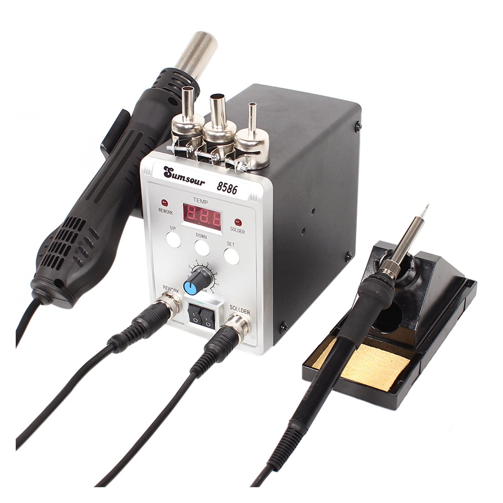 Stazione di saldatura, Stazione di saldatura 8586 2-in-1 di saldatura elettrica Irons aria calda di calore 76 0W SMD Rilavorazione dissaldatura saldatura Kit Strumenti di riparazione