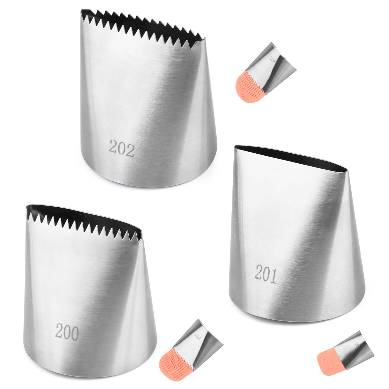 3 Pack Piping Tips Set Large Cake Decorating Tip Stainless Steel Pastry Nozzle Tips Frosting Icing Piping Form Tools for DIY Cupcake Cookie Bread Fondant Icing Tips Baking Accessories