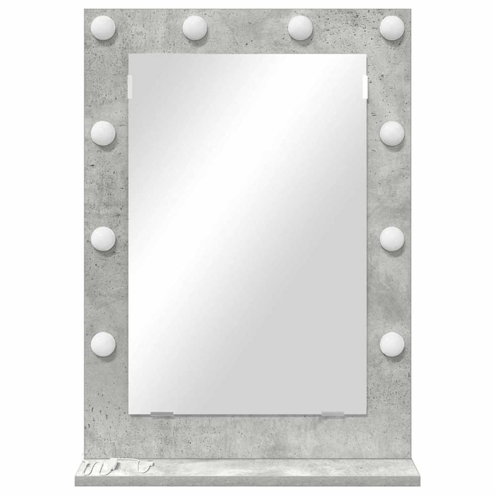 Gecheer Kosmetikspiegel Beton grau 70 x 50 x 18 cm Spiegel, Deko Spiegel Bathroom Mirror für Badezimmer Make-up Rasur Wohnung Hotel868336
