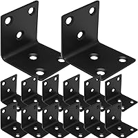 20-Pack 1.5" Heavy Duty Black Stainless Steel L Brackets for Wood Furniture, Beds, Shelves & Fences - Rust-Resistant 90° Corner Braces