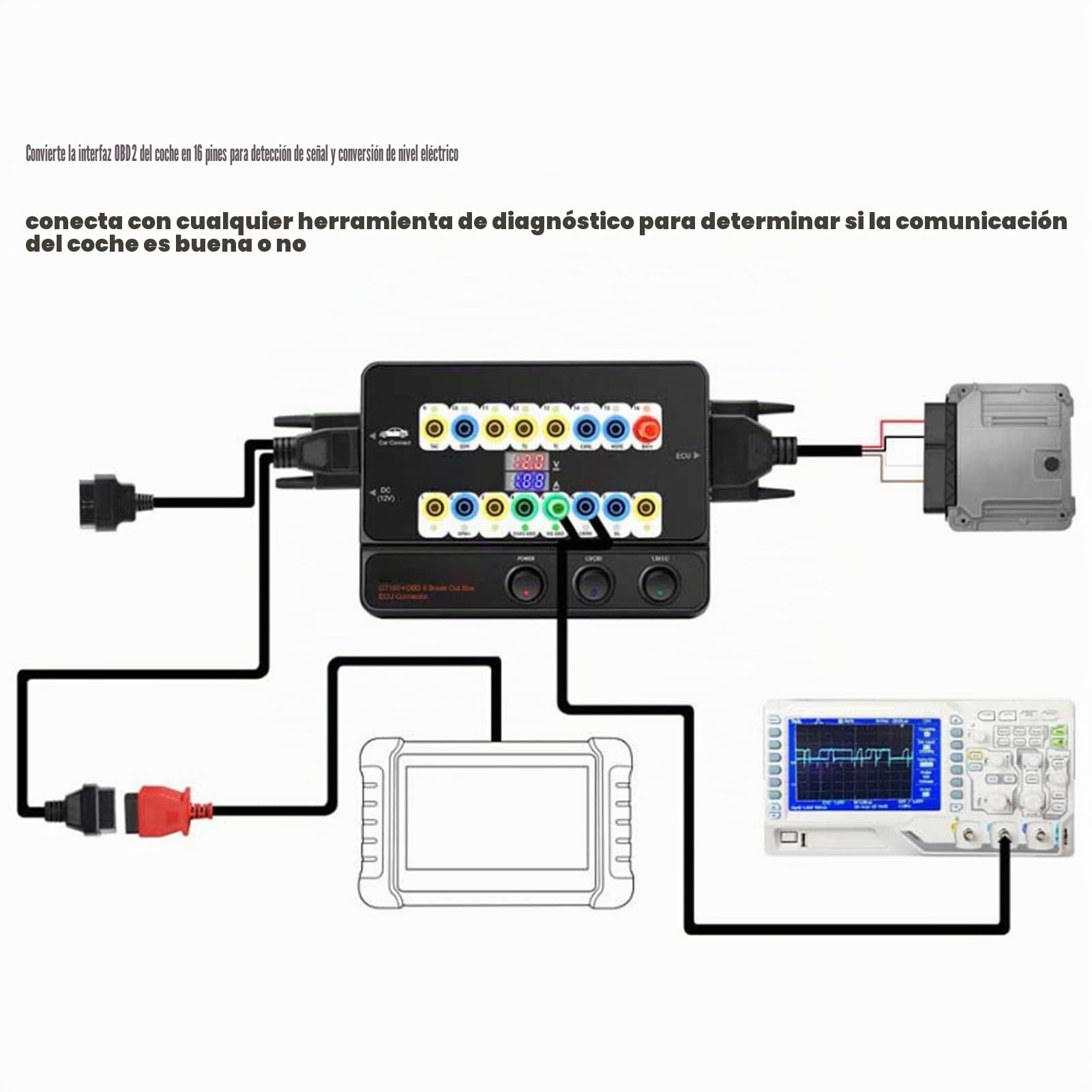 Conector ECU, para GODIAG GT100+ Conector de Banco ECU OBDII Caja Detectora de Protocolo de Ruptura Enchufe Europeo 100-240V Herramienta de Diagnóstico de Automóvil