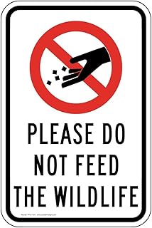 ComplianceSigns.com Please Do Not Feed The Wildlife Sign, White Reflective, 18x12 in. with Center Holes on 80 mil Aluminum for Recreation