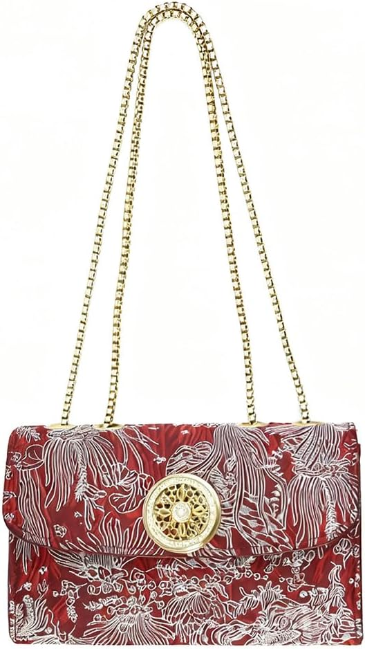 Gosect Shoulder Purses for Women Trendy Small Flap Leather Crossbody Bags Ladies Designer Clutch Purses with Chain Strap