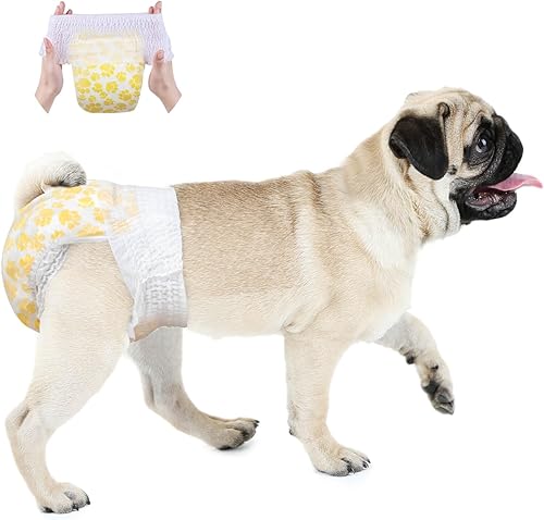 Dono Pañales para perras con cintura elástica, 14 unidades, desechables de envoltura completa, pañales para cachorros en celo, 360 a prueba de