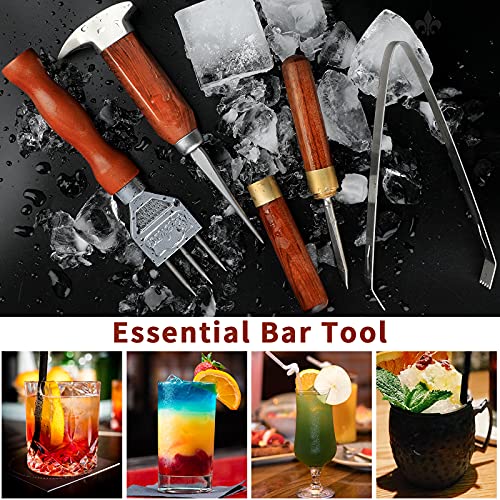 Ice Pick Set of 4 Stainless Steel Ice Chipper with Wood Handle, Japanese Style Ice Crusher Ice Tong Ideal for Bars, Bartender, Carving Tool - Image 8