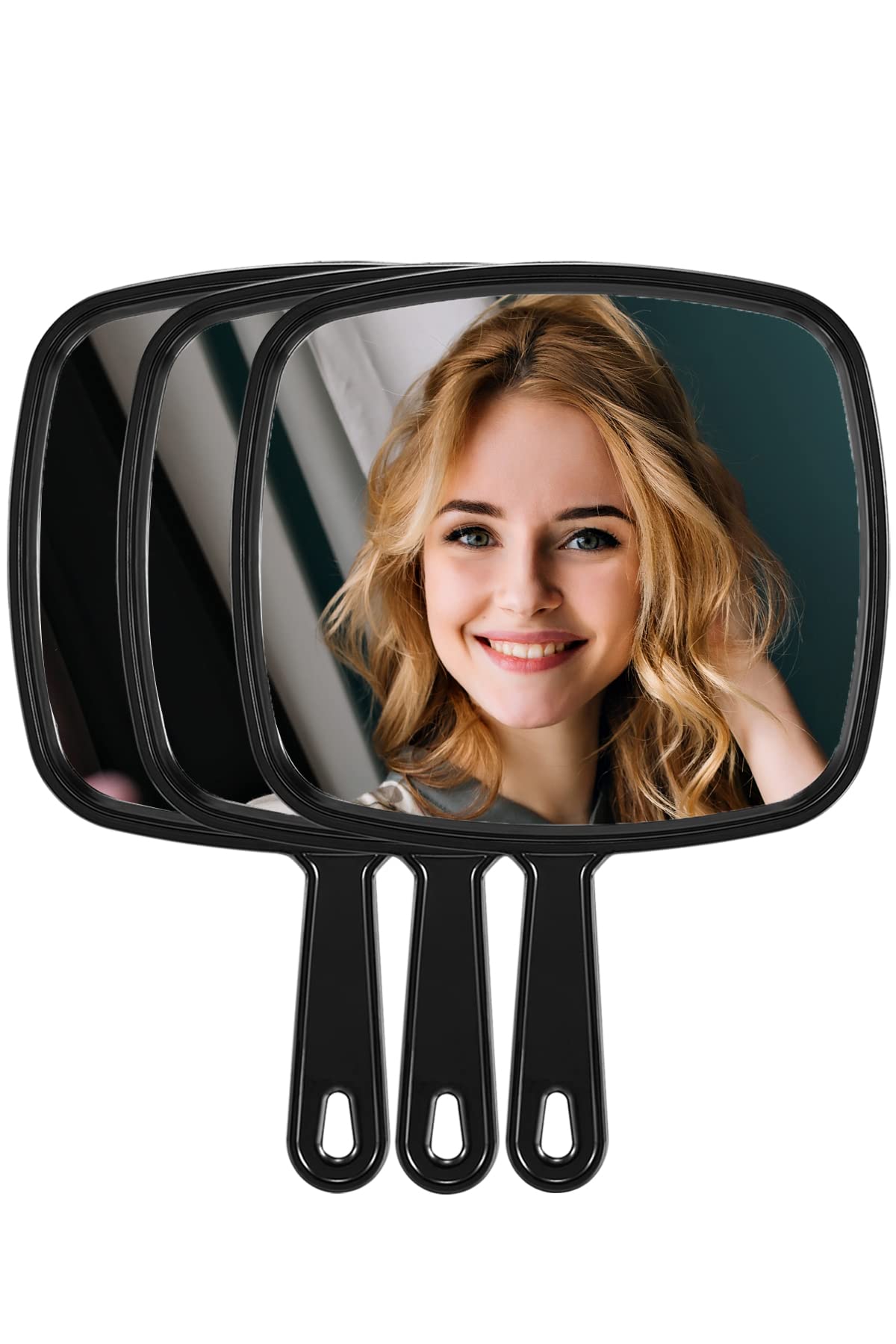 MIRRORNOVA El Aynası, Ekstra Büyük Berber Kuaför El Aynası, Kulplu, Salon için, 3'lü Paket