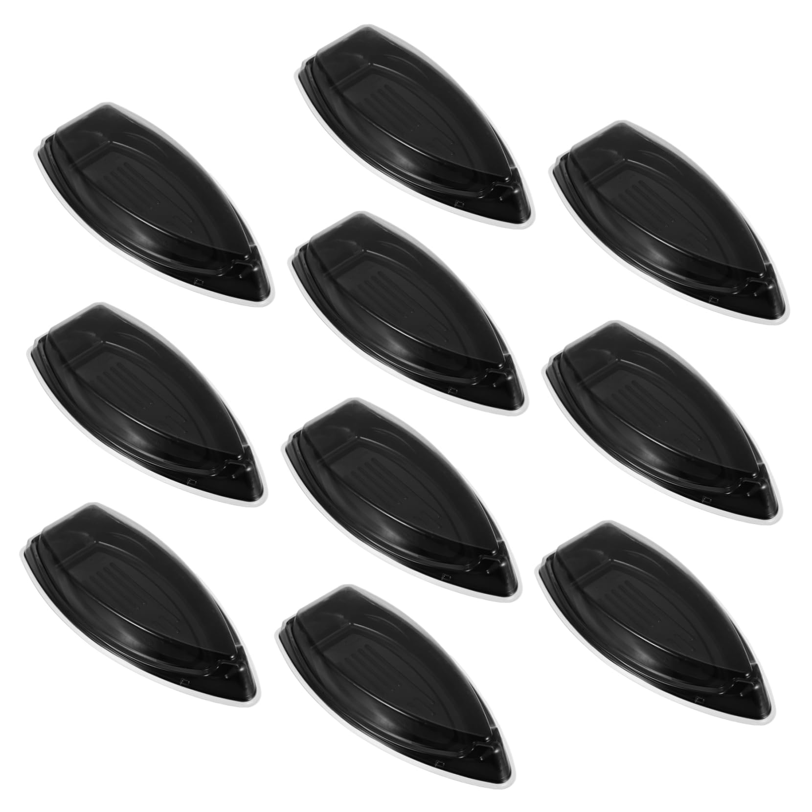 STOBAZA Boat Shaped Japanese Sushi Box 10pcs Plastic Sashimi Tray Sushi Serving Platter for Takeout Catering