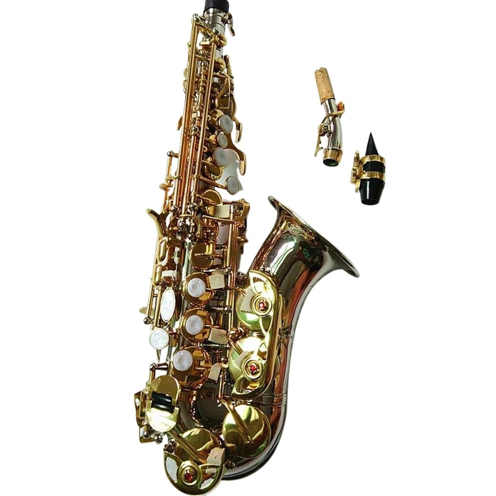 Saksofon Bend saksofon sopranowy Bb srebrzony nikiel mosiądz instrument muzyczny z ustnikiem i etui (Color : Ordinary bag)