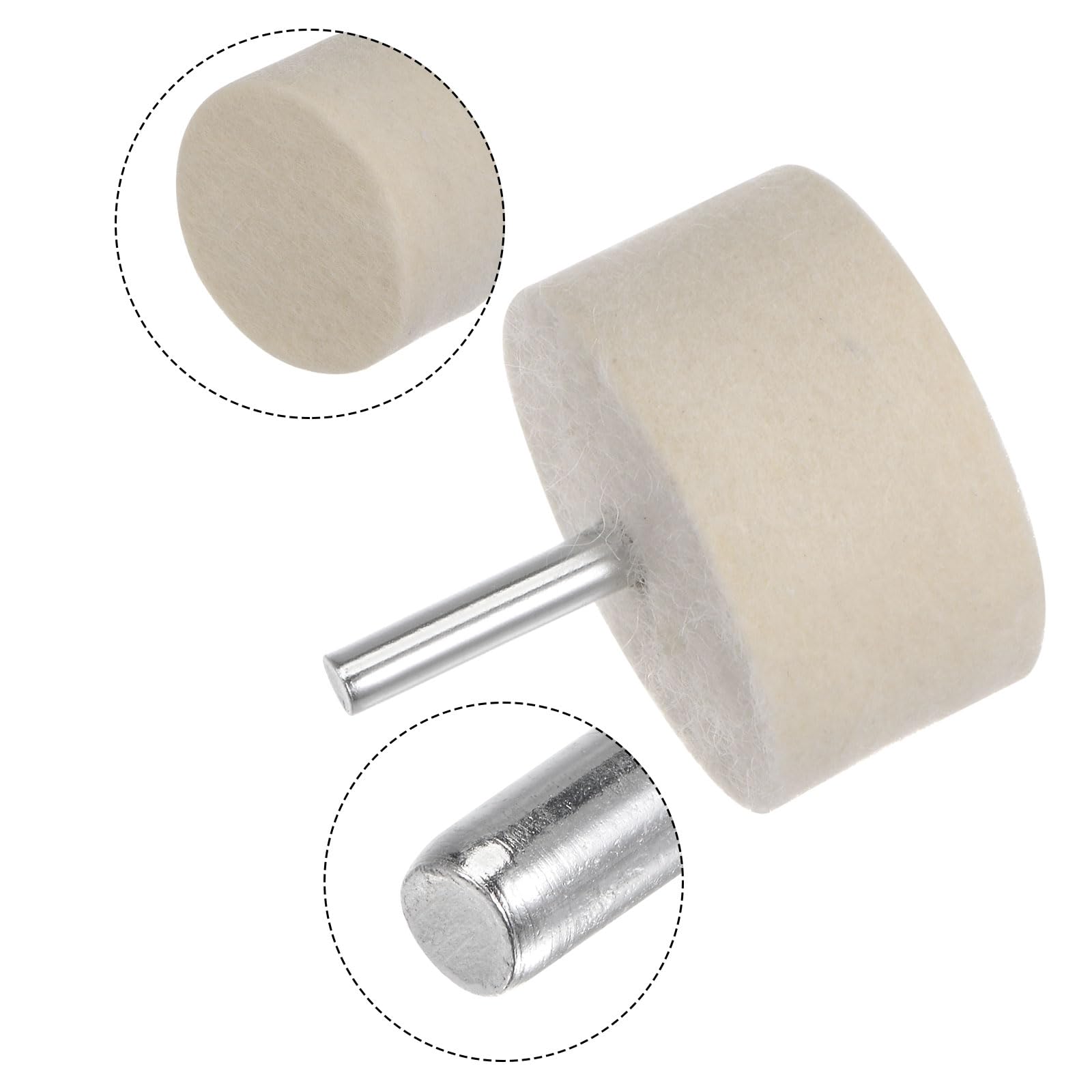 QUARKZMAN 10pz Punte Mandrino Montate Feltro Lana 50mm Testa 1/4 Pollici Supporto Cilindro Lucidatura Punta Trapano Feltro Lucidatura Ruota per Strumento Rotante