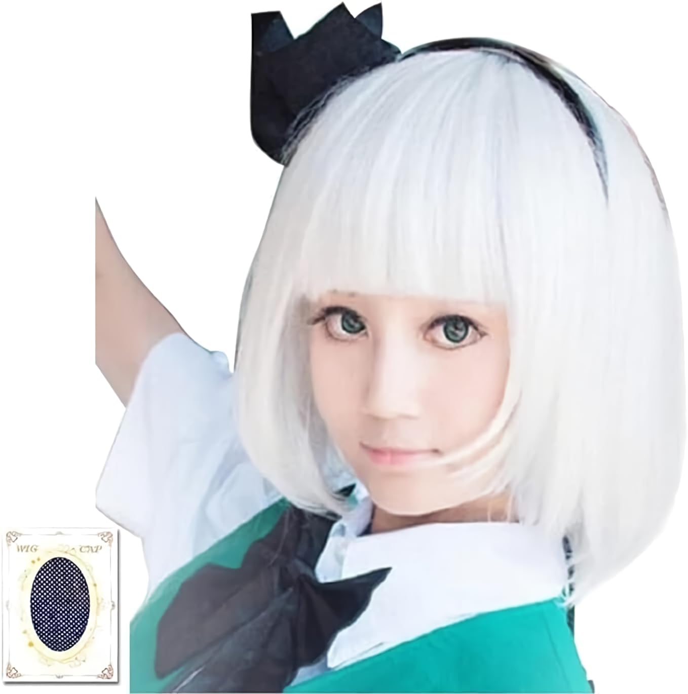 Amazon.co.jp: happykoko ボブ ウィッグ 白 自然 ぱっつん 原宿系
