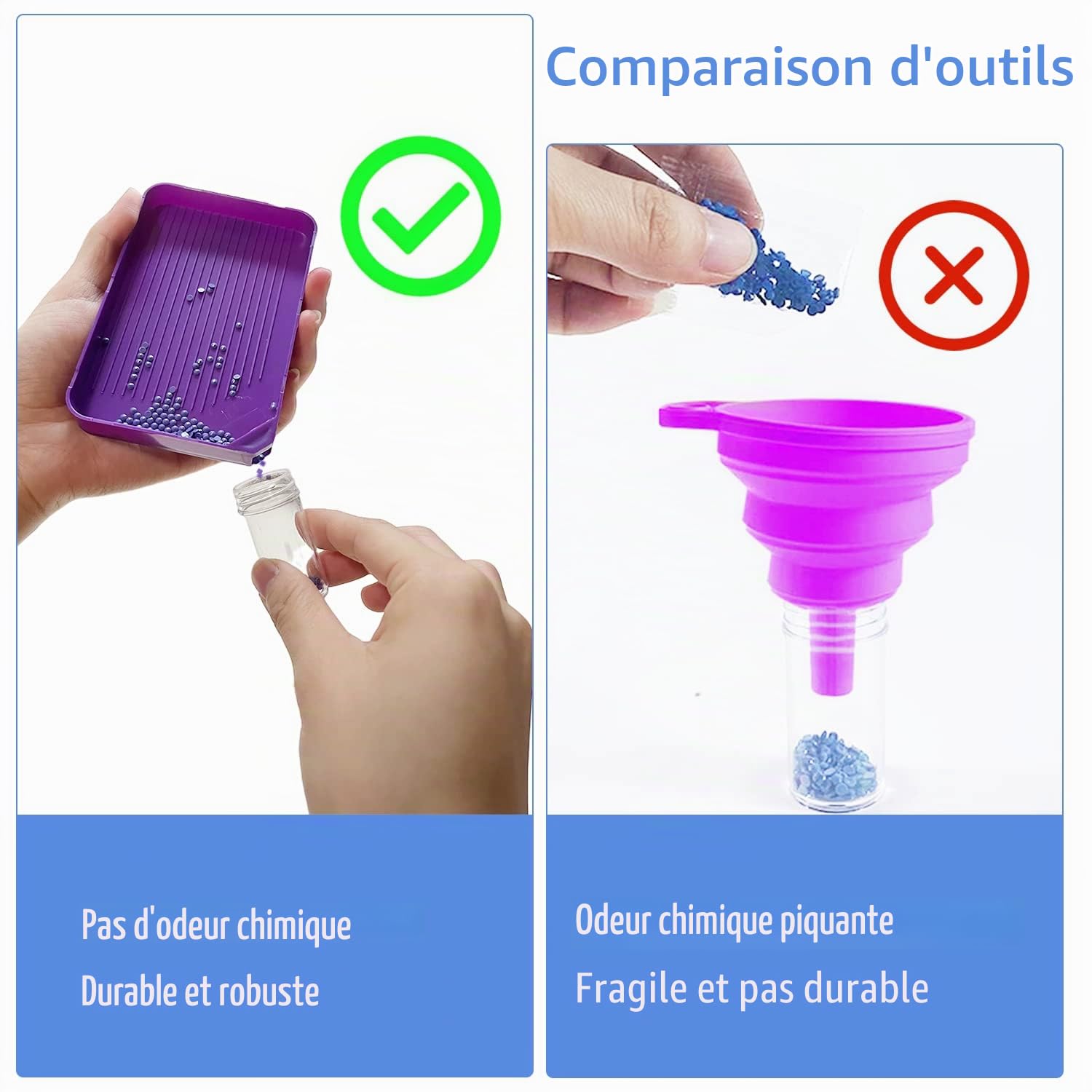Boîtes de rangement pour peinture diamant, 240 emplacements pour accessoires et outils de peinture diamant (violet)