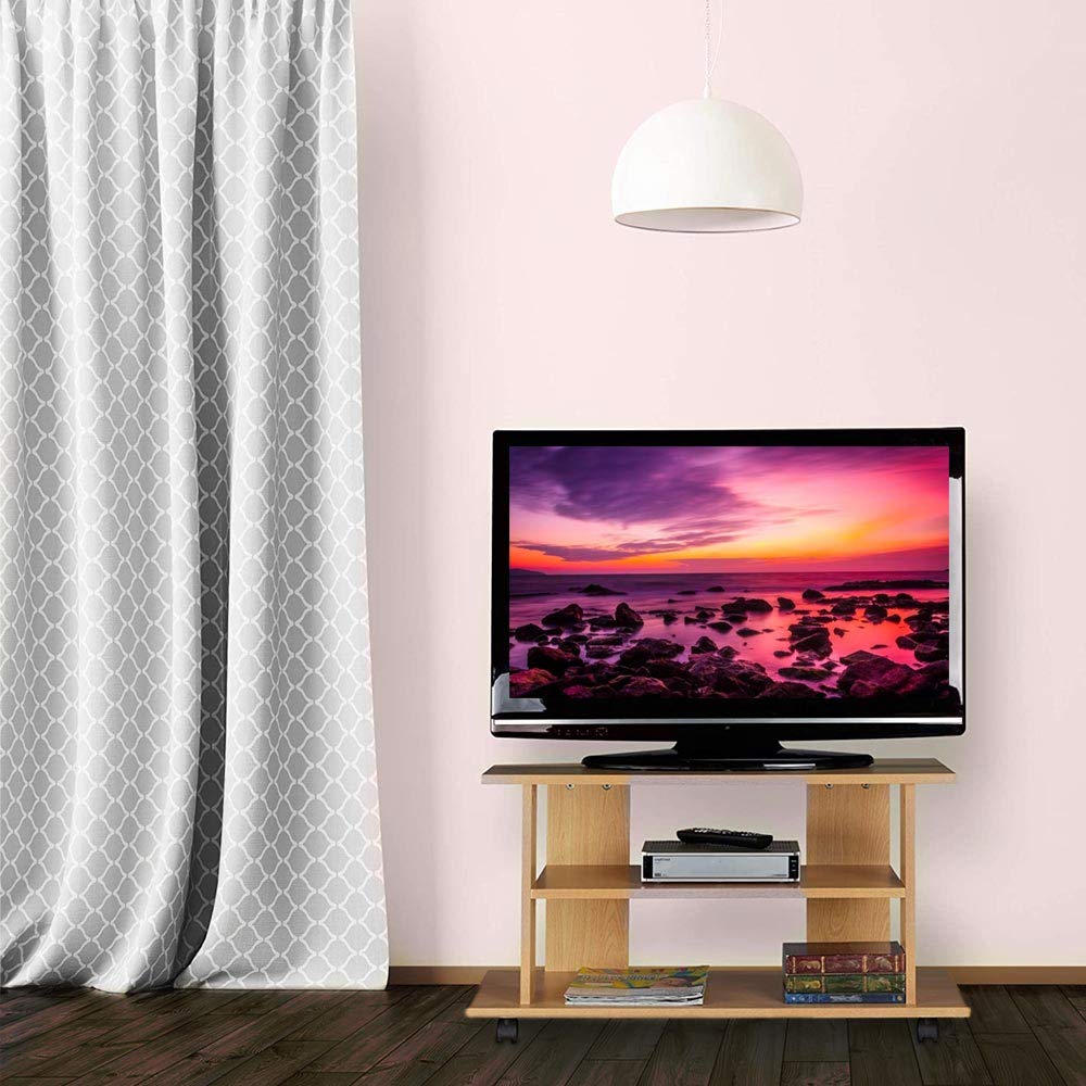 BAKAJI Meuble TV en Bois MDF avec 2 étagères, Porte-Console de Jeux DVD et 4 Roues, Meuble Panier pour télévision, Design Moderne, Dimensions 80 x 40 x 45 cm (chêne)