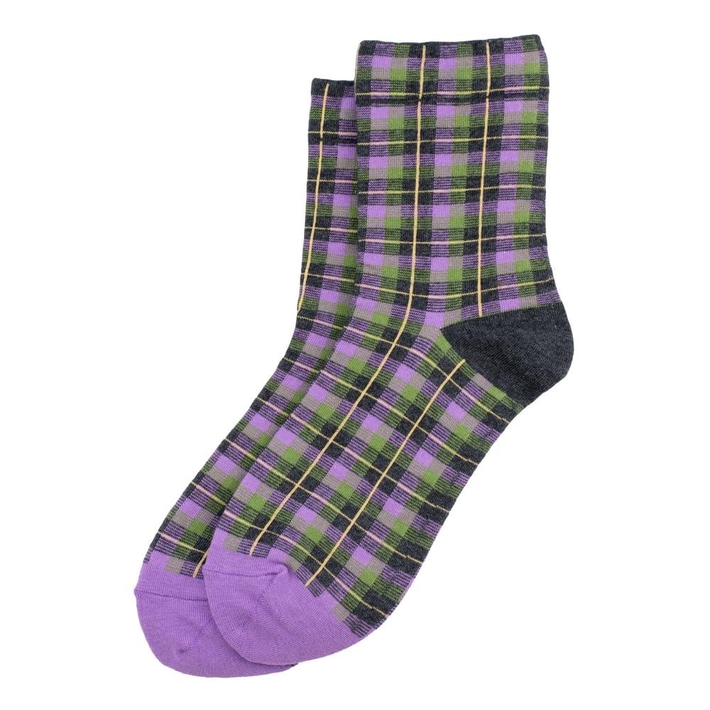 Joe Cool Unisex Purple Socks Cotton & Spandex Tartan Checkers