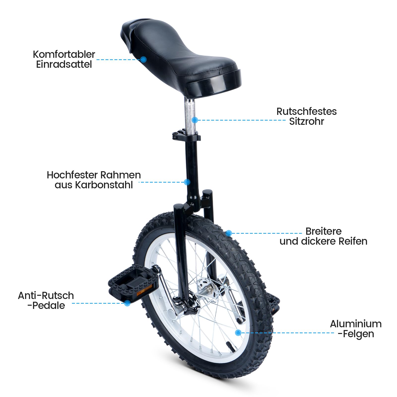 tonchean Monociclo de 16 pulgadas Unicycle Balance Training Altura regulable Monociclo para niños principiantes y profesionales Unisex