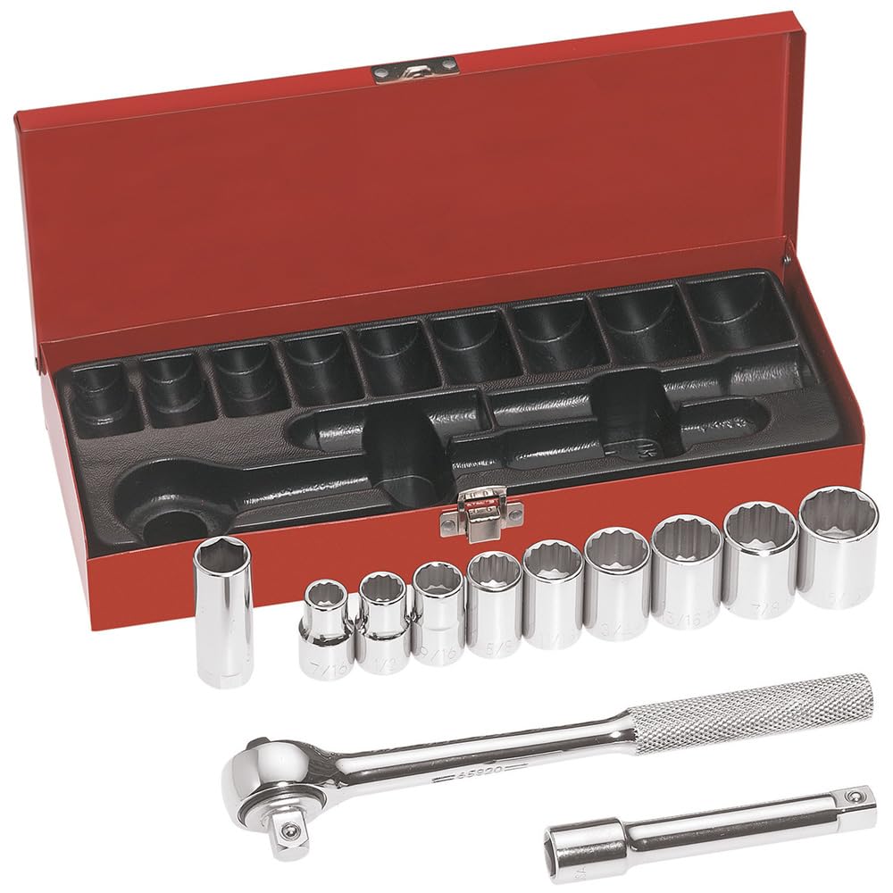 Klein Tools 65510 1/2" Drive Socket Wrench Set, 12Piece