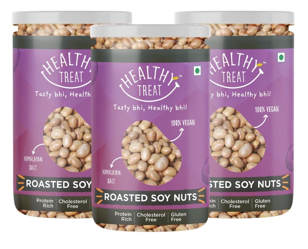 Healthy Treat Roasted Soyabean-Protein Rich 600Gm|Healthy Roasted Namkeen Snacks|Crunchy,Tasty & Delicious|Natural Soya Bean Snack|Oil-Free,Non-Fried Snack|Healthy Soya Snacks|(Pack Of 3-200Gm Each)