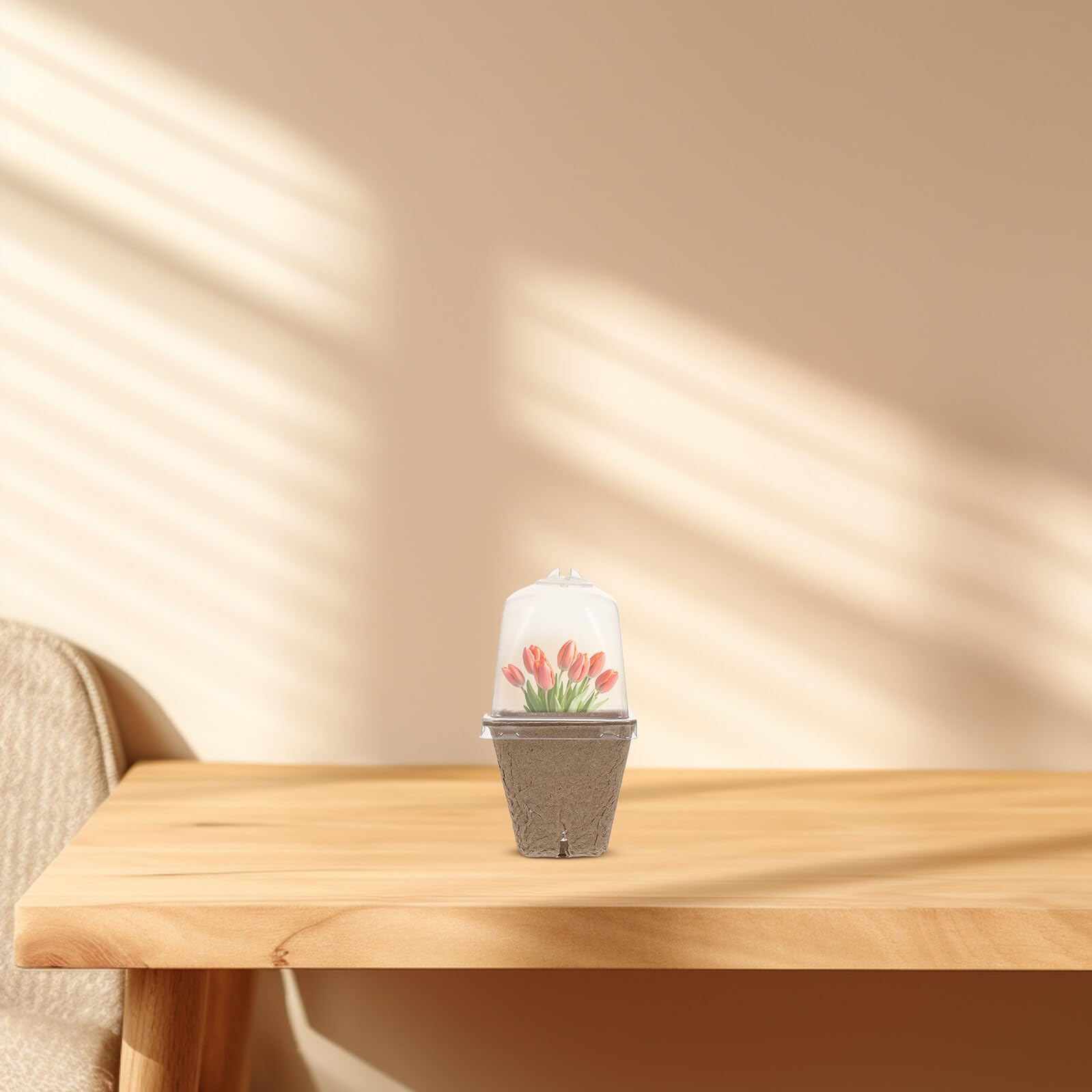 Toyvian Lot de 36 Pots de Semis Carrés en Fibre de Papier avec Couvercles Ventilés, Design Gain de Place pour Projets de Plantation à Grosse Échelle ou Installations Intérieures