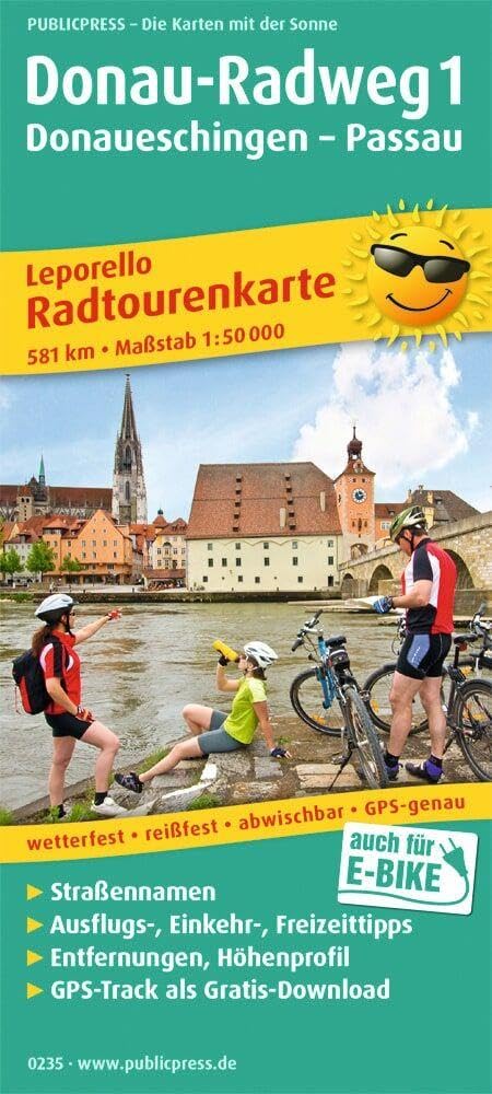Danube-Cycle Path 1, Danubeeschingen: Leporello Radtourenkarte mit Ausflugszielen, Einkehr- & Freizeittipps, wetterfest, reissfest, abwischbar, GPS-genau. 1:50000